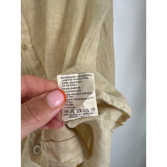Italian 100% Linen MATE Oversized Button-Up Shirt - Butter Yellow, Small - Picture 5 of 7